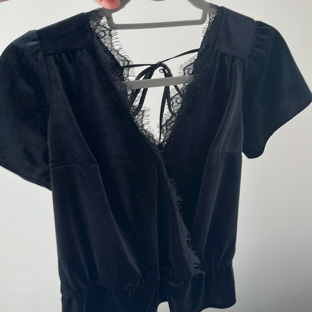 Abercrombi Black Velvet Open Back Top